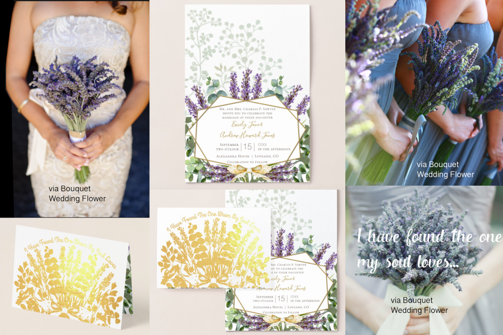 Lavender Boho Bohemian Wedding Inspiration and Lavender Purple Lilac Wedding Invitations 