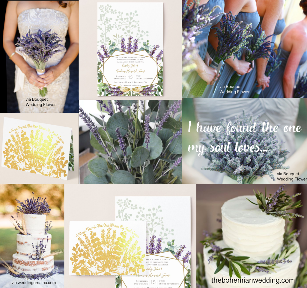 More Inspiration Boho Lavender Wedding Cake and Floral Center Pieces 